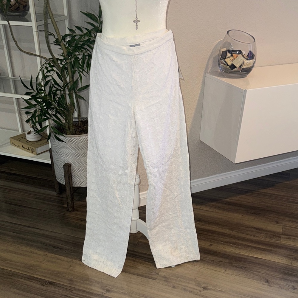 Junction West Chic White Wide Leg Floral Women's Pants S